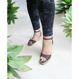 Günlük Şık ve Rahat Taban Hasır Keten Sandalet 8 Cm.topuk - Bronz