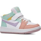 Günlük Sneaker Bağcıklı Hafif Yumuşak Kaymaz Taban Bilekli Basketbol Ayakkabı 8070 - Pembe - Beyaz