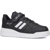 Günlük Unisex Çocuk Sneaker Bağcıklı Ve Cırtlı Hafif Kaymaz Taban Rahat Spor Ayakkabı 100 Siyah- Beyaz