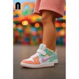 Günlük Unisex Sneaker Bağcıklı Hafif Yumuşak Kaymaz Taban Bilekli Basketbol Ayakkabı 8070 Beyaz- Yeşil- Lila-20