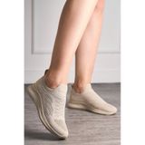 Günlük Unisex Sneaker Slip-on Nefes Alabilen Hafif Yürüyüş Bağcıksız Esnek Spor Ayakkabı 041f Bej