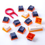 GunMjo PBT Doubleshot Keycaps with Gaming Keyboard with Cherry MX Switches, OEM Profile 112 Keys, 6.25U Space Bar, Bevel Cut Keycaps, mekanik klavye için mavi/beyaz, turuncu alt