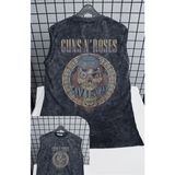Guns N' Roses Civil War Sırt Baskılı Yıkamalı Kolsuz Tişört, Unisex Rock Band Sıfır Kol Retro Atlet - Siyah