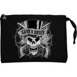 Guns N Roses Vintage Dameged Siyah Clutch Astarlı Cüzdan / El Çantası - 25x18cm