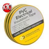Günsan 10'Lu Elektrik İzolasyon Bandı - 18Mm X 10 Metre - Güçlü Yapışkanlı - Uv Ve Neme Dayanıklı - Alev İletmez - 600V Pvc İzole Elektri