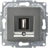Günsan Elektrik Günsan Eqona Radius Neoline USB Data Prizi, Füme (Mekanizma + Tuşkapak)