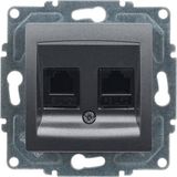 Günsan Elektrik Günsan Visage Füme Data + Nümeris Telefon Prizi (RJ45 CAT5E + Cat3)
