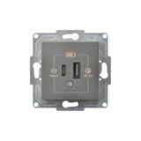 Günsan EQONA 20W TYPE C + TYPE A Füme 2 Çıkışlı USB Şarj Prizi