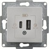 Günsan Eqona Gümüş 2 Çıkışlı 20W Type-A Type-C Mekanizma USB Şarj Prizi