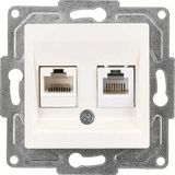 Gunsan Eqona Radius Neoline Data + Nümeris Telefon Prizi (RJ45 Cat6 + Cat3), Fildişi Beyazı (Mekanizma + Tuşkapak) - 8 Adet