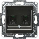 Gunsan Eqona Radius Neoline Ikili Nümeris Telefon Prizi (2 x Cat3), Metalik Siyah (Mekanizma + Tuşkapak)