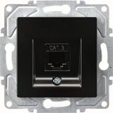 Günsan EQONA RJ45 CAT5E + CAT3 Mat Siyah Data Nümeris Telefon Prizi