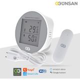 Gunsan Günsan Akıllı Wifi Sıcaklık & Nem Sensörü + Akıllı Wifi Su Kaçağı Dedektörü (Kablolu) Tuya & Smart Life Uyumlu - 2li Paket - Beyaz