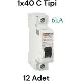 Gunsan Günsan Valta 40A C Tip 6ka Otomatik Sigorta 12 Adet