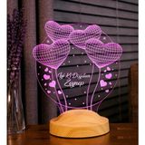Günü Hediyesi Sevgiliye Arkadaşa Doğum Günü Hediyesi Balon Kalpler Kişiye Özel 3D LED Lamba - Çok Renkli - Genel