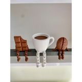 Günyan Store Sevimli Kahve Köşesi 3'lü Biblo Seti - 3'lü set - Kahverengi - Beyaz