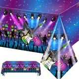 Gupesxu 3 Parça Müzik Gitar Parti Masa Örtüsü, Müzik Temalı Doğum Günü Partisi Süslemeleri 80'ler 90'lar Dikdörtgen Masa Örtüleri Gökkuşağı Neon Glow Masa Örtüsü Doğum Günü Partisi Malzemeleri için,