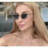 Gupp Siyah Güneş Gözlüğü Cateye Gümüş Çerçeve 52 Ekartman
