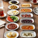 Güral Porselen 12 Parça Beyaz Çok Amaçlı Kahvaltılık Meze ve Çerezlik Seti - 6 Yuvarlak (15CM) + 6 Dikdörtgen (14X8CM)