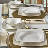 Güral Porselen 8 Parça Gold Bone Yemek Takımı 2 Kişilik Desenli Porselen Renkli Set