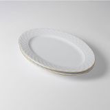 Güral Porselen Alfa 2 Parça 30 cm Kayık Tabak Mat Gold - renk - Beyaz