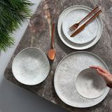 Güral Porselen Bej Gri HRS Roden 24 Parça Yemek Takımı