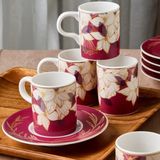 Güral Porselen Camelia 12 Parça 6 Kişilik Kahve Takımı 67081-Bordo