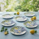 Güral Porselen Camelia Lemon 6 Parça 20 cm Pasta Takımı 55742 - Renk - Sarı - Mavi