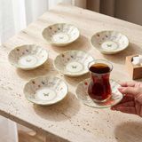 Güral Porselen Flora Green 6 Parça Çay Tabağı 4883