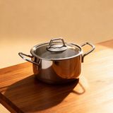 Güral Porselen Güral 18 cm Paslanmaz Çelik Derin Tencere Metal Kulp - Gümüş