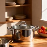 Güral Porselen Güral 24 cm Paslanmaz Çelik Derin Tencere Metal Kulp - Gümüş