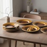 Güral Porselen Güral 6 Adet 22 Cm Çukur Yemek Tabağı Reaktif Saura 137
