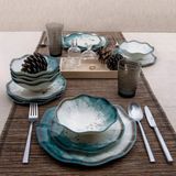 Güral Porselen Güral Nesrin 24 Parça Yeşil Porselen Yemek Takımı 6 Kişilik Desenli Set GBSNES24Y4R1341