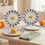 Güral Porselen Kayısı Desenli 4lü 19 cm Porselen Pasta Tabağı Seti
