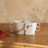 GÜRAL PORSELEN Lovers Hand Made 2li Kalpli Hediyelik Kutulu Kupa Seti 350 cc