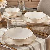 Güral Porselen Nesrin 26 Parça 6 Kişilik Bone Yemek Takımı - Gold Mat