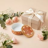Güral Porselen Özel Tasarım El Dekoru Altın Yaldızlı Kapaklı Porselen Mumluk & Dekoratif Kutu 12 cm - 1 Adet
