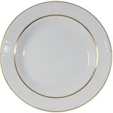Güral Porselen Sedef 25cm Düz Tabak Yaldızlı, Beyaz, 6 Adet Set