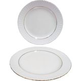 Güral Porselen Sedef Düz Tabak, 20 cm, 6'lı Set, Beyaz