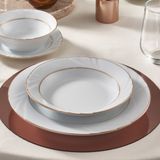 Güral Porselen Soprano 6 Adet 23 Cm Çukur Yemek Tabağı Mat Altın File