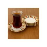 Güral Porselen Yaldızlı 6 lı Çay Bardağı Altlığı