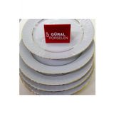 Güral Porselen Yaldızlı 6'lı 25 cm Düz Servis Tabağı