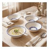 GÜRAL PORSELEN Yaprak Desenli 14 cm 4lü Porselen Çorba ve Salata Kasesi Seti
