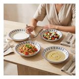 Güral Porselen Zeytin 20 cm 4lü Porselen Çukur Tabak Seti