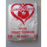 Güralp Elbise Poşeti - Naylon Torba 60X90 cm 40 Adet Ceket Boy - 60*90 - Beyaz