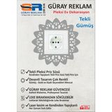 Güray Reklam Dantel Desenli Tekli Pleksi Priz Süsü - Dekoratif Çerçeve - Gümüş