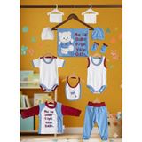 Gürcan Bebe Yeni Dğan Unisex Bebek On Parça Hastane Çıkış - 0 - 3 Ay - Bordo - Açık Mavi