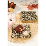 Gürcü Glass Leopar Desen Kare Pasta Tabağı 18 Cm. - Renkli