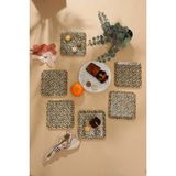 Gürcü Glass Leopar Desen Kare Servis Tabağı 23 Cm. - Renkli
