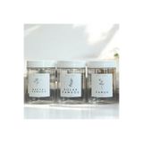 Guridda Home Design 3'lü Kulak Pamuğu ve Pamuk Kutusu 250 Ml Şeffaf Plastik Kavanoz Dikey